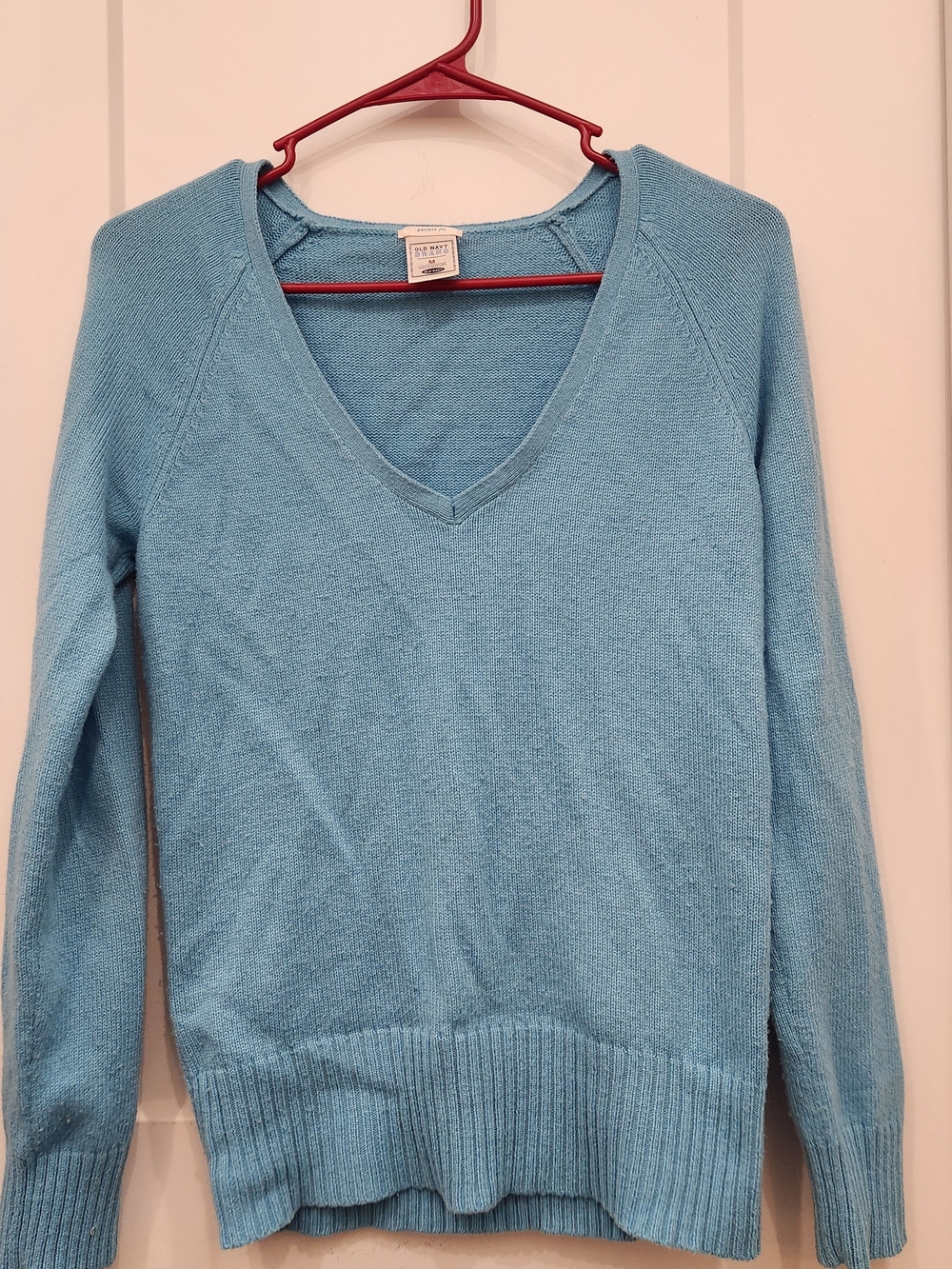 Old Navy Light Blue Lambs Wool V-Neck Pullover Sweater Y2K Vintage